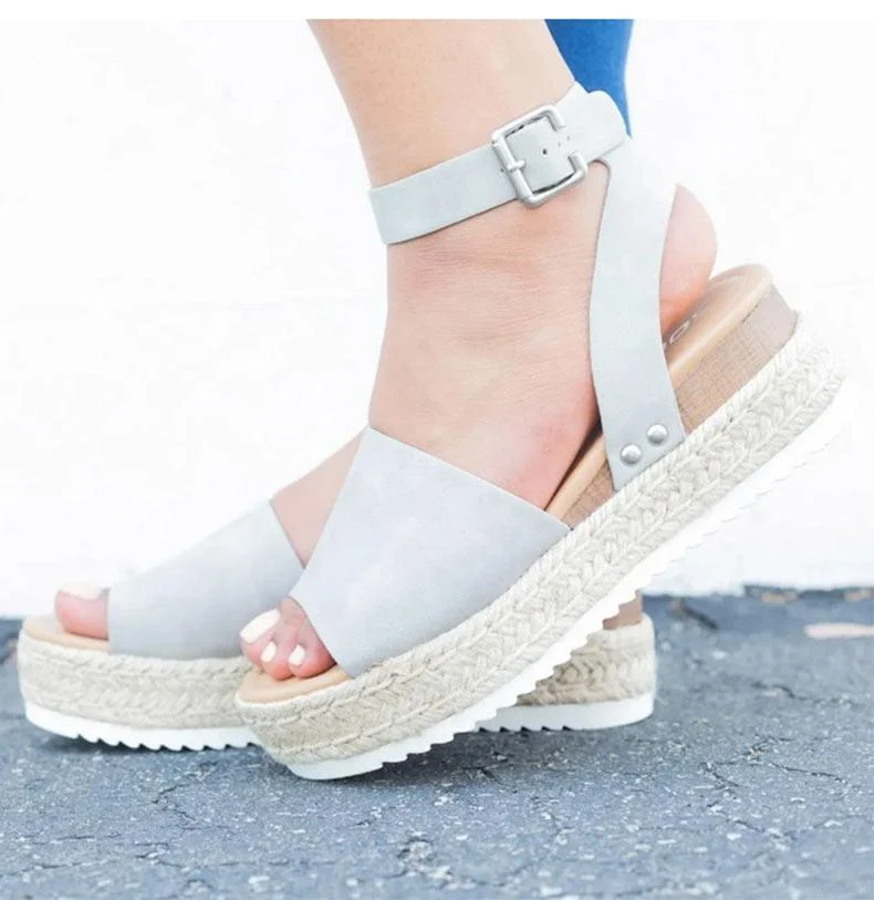 Strap Flatform Espadrille Sandals - Glova