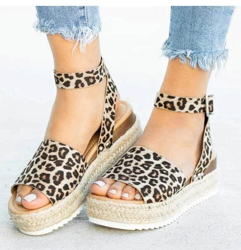 Strap Flatform Espadrille Sandals - Glova