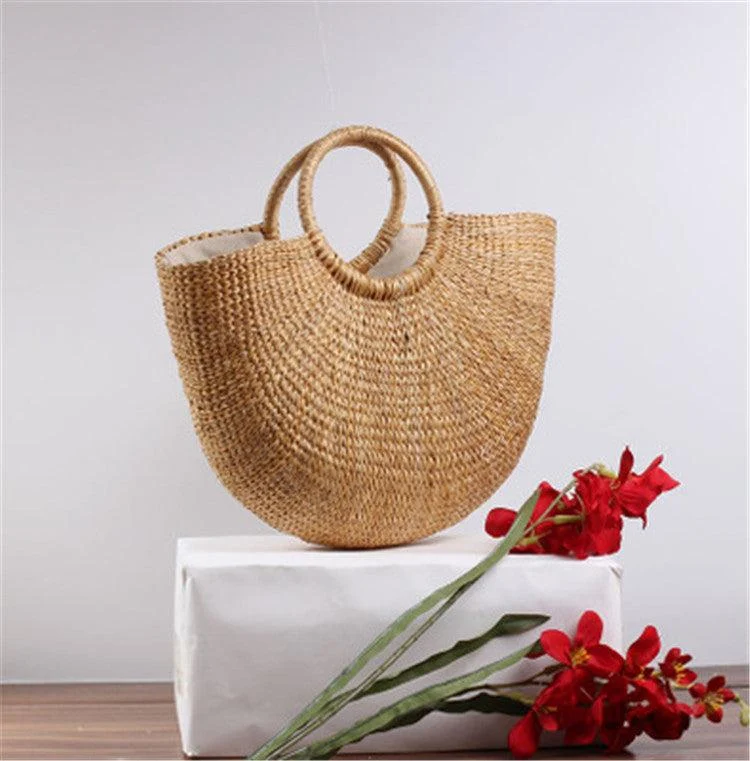 Straw Bucket Tote Bags with Ring Handle - w or w/o Tassels - Glova