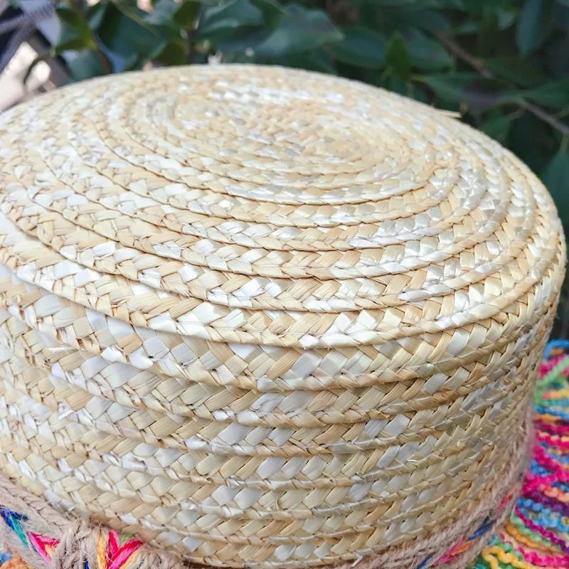 Straw Hat With Rainbow Colored Tassels - Glova