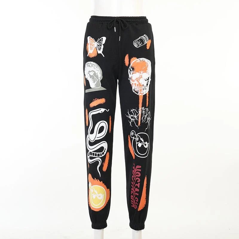 Street Style Harajuku Graphic Prints Jogger Pants - 3 Colors - Glova