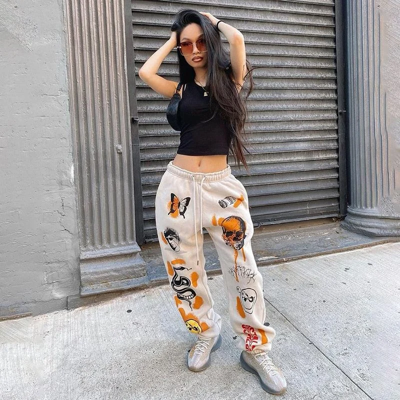 Street Style Harajuku Graphic Prints Jogger Pants - 3 Colors - Glova