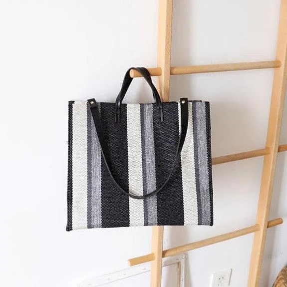 Striped Canvas Shopper Totes - 3 Colors - Glova