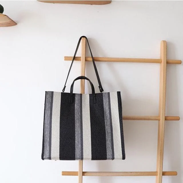 Striped Canvas Shopper Totes - 3 Colors - Glova