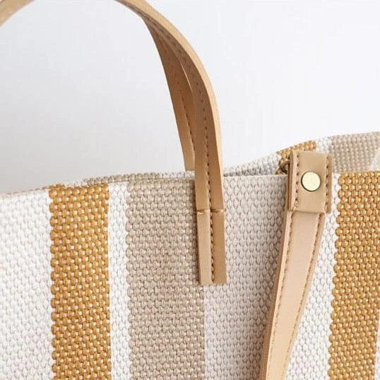 Striped Canvas Shopper Totes - 3 Colors - Glova