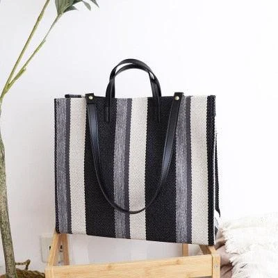 Striped Canvas Shopper Totes - 3 Colors - Glova