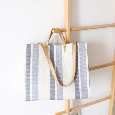 Striped Canvas Shopper Totes - 3 Colors - Glova