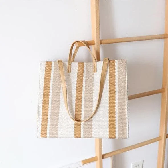 Striped Canvas Shopper Totes - 3 Colors - Glova