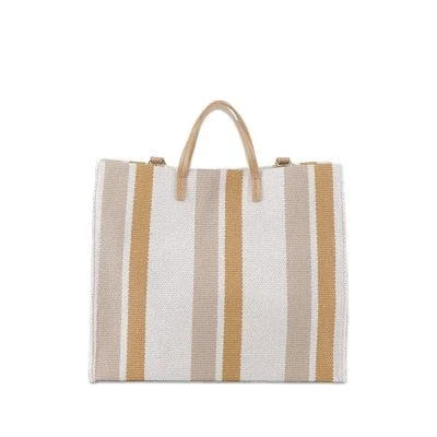 Striped Canvas Shopper Totes - 3 Colors - Glova