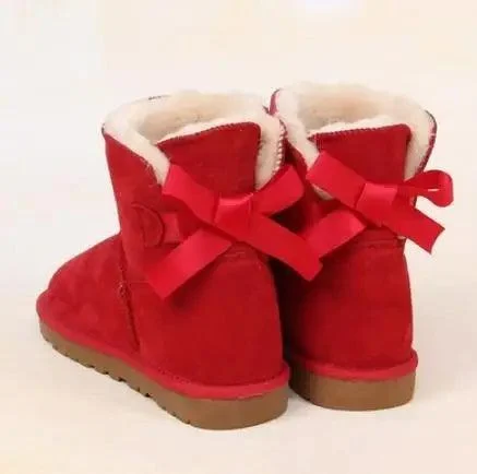 Suede Snow Boots Low Cylinder Bow Winter Shoes for Women - Glova