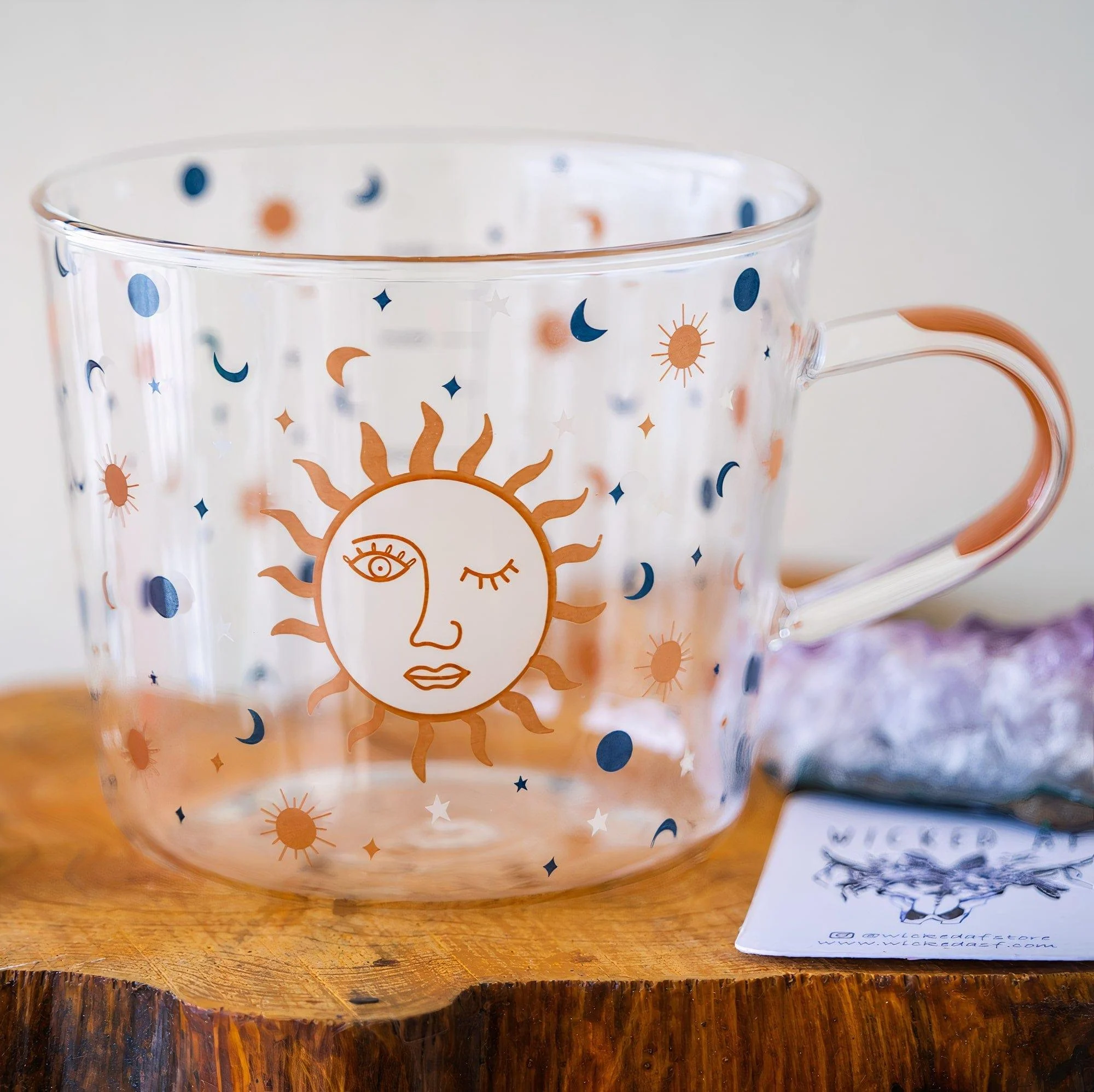 Sun & Evil Eye Glass Mug - Glova