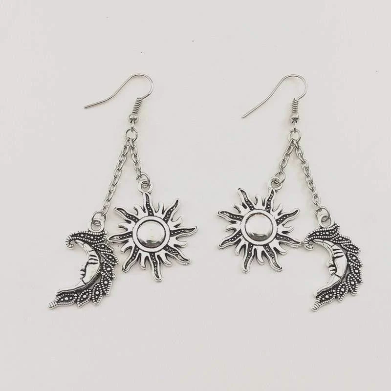 Sun and Moon Dangle Earrings - Glova