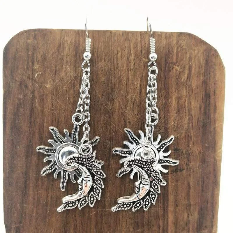 Sun and Moon Dangle Earrings - Glova