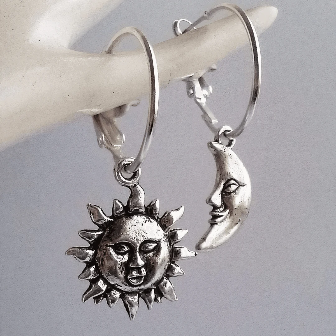 Sun and Moon Hoop Earrings - Glova