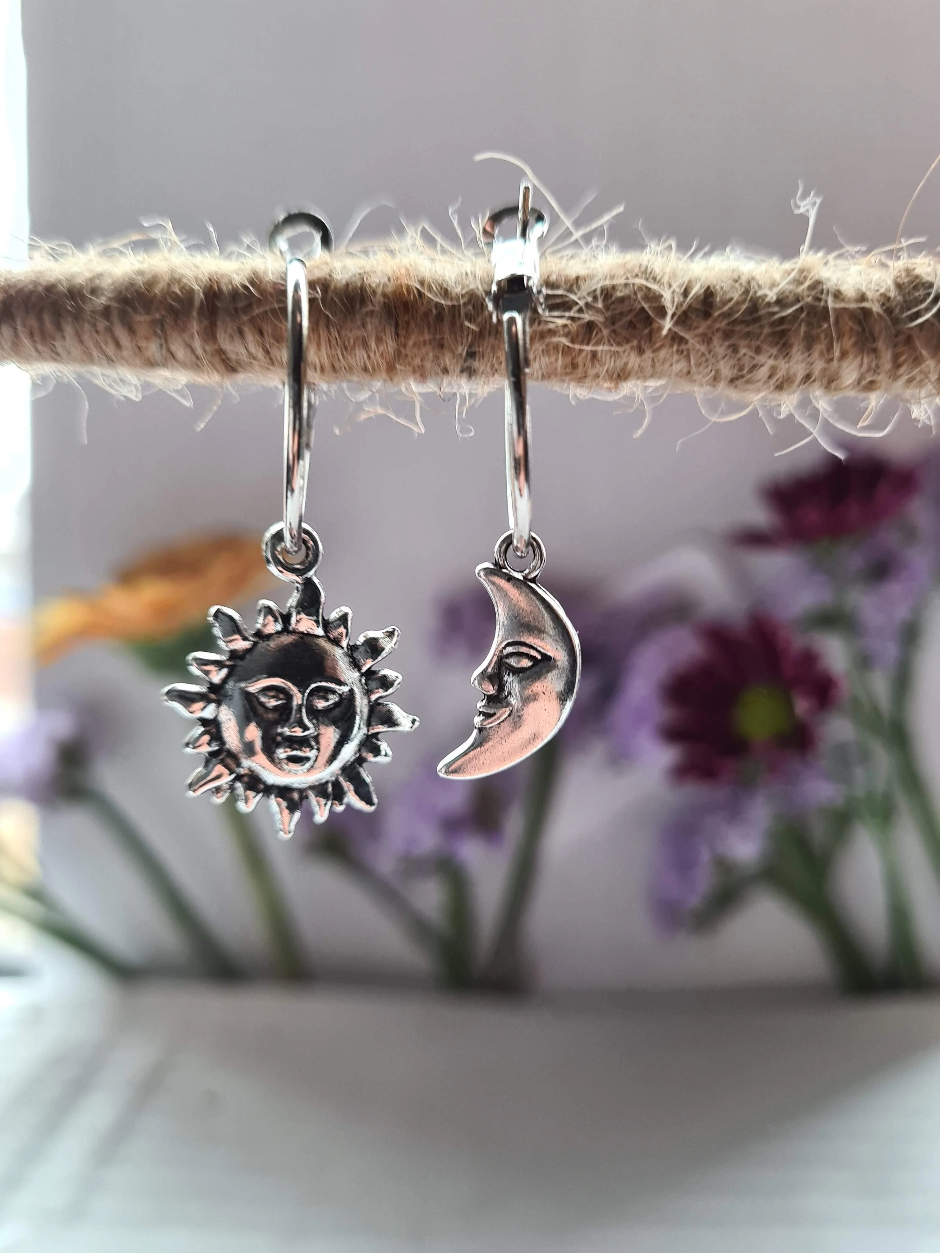 Sun and Moon Hoop Earrings - Glova