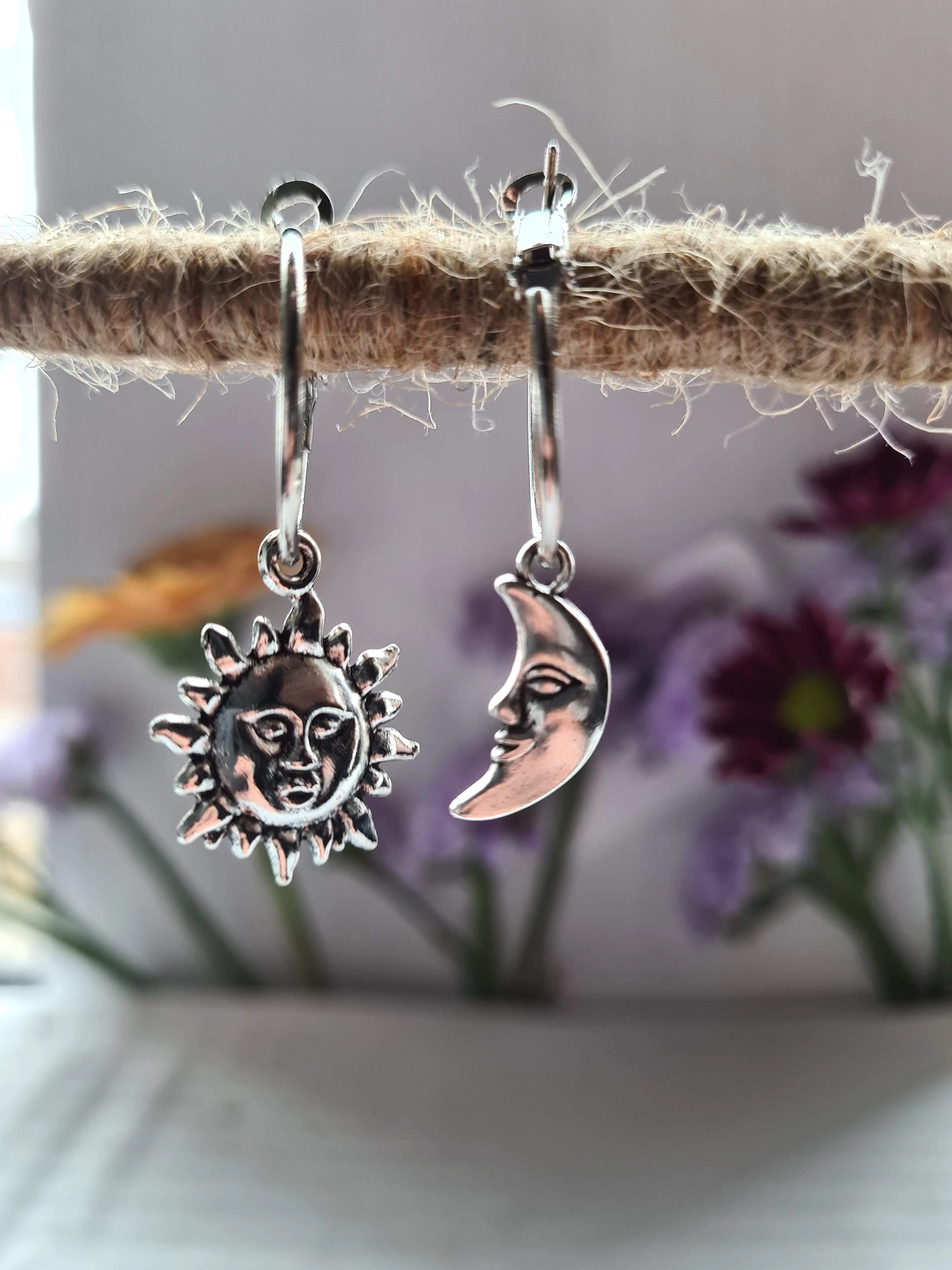 Sun and Moon Hoop Earrings - Glova