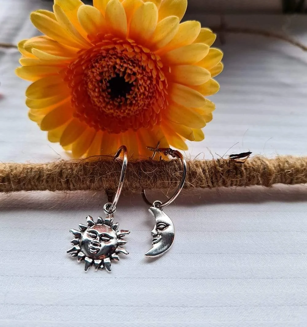 Sun and Moon Hoop Earrings - Glova