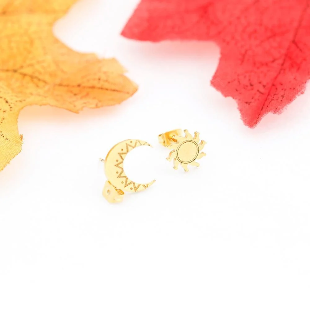 Sun and Moon Mini Stud Earrings - Glova