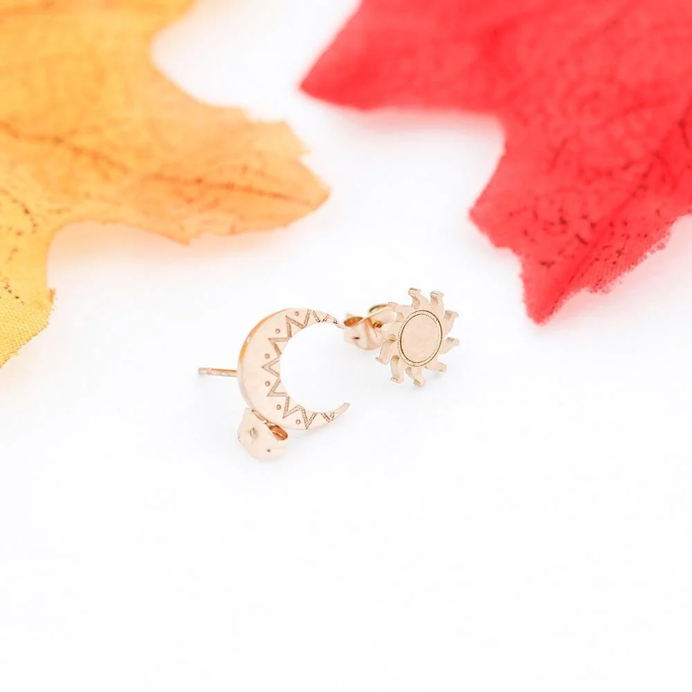 Sun and Moon Mini Stud Earrings - Glova