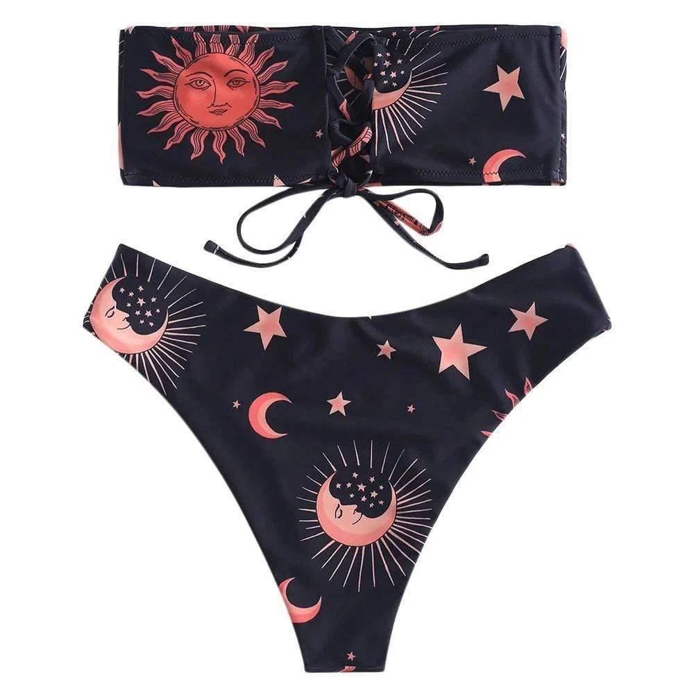 Sun and Moon Print Bikini Set - Glova