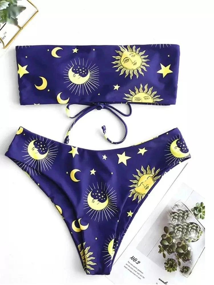 Sun and Moon Print Bikini Set - Glova