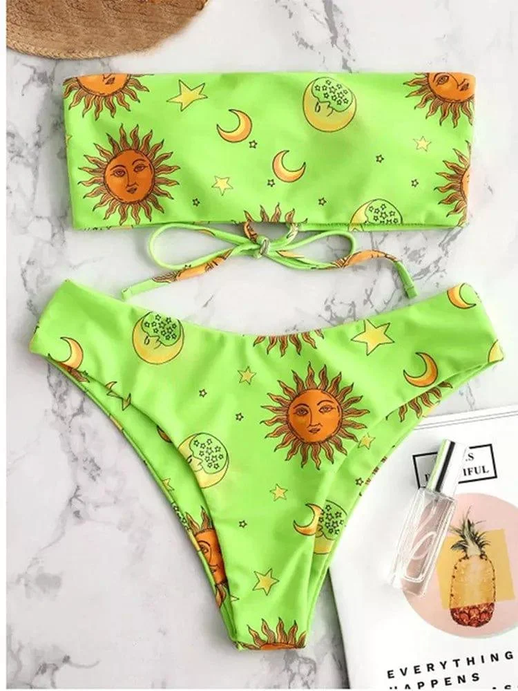 Sun and Moon Print Bikini Set - Glova