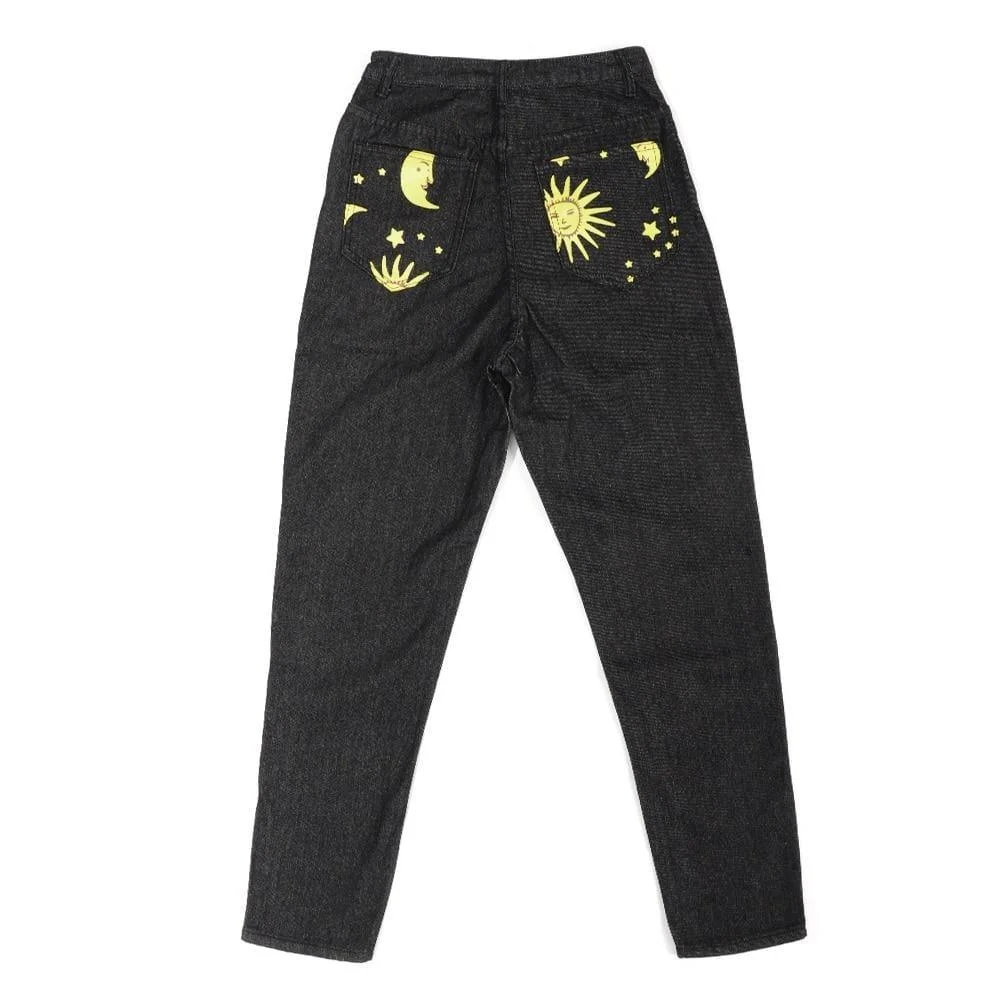 Sun and Moon Print Jeans - Glova