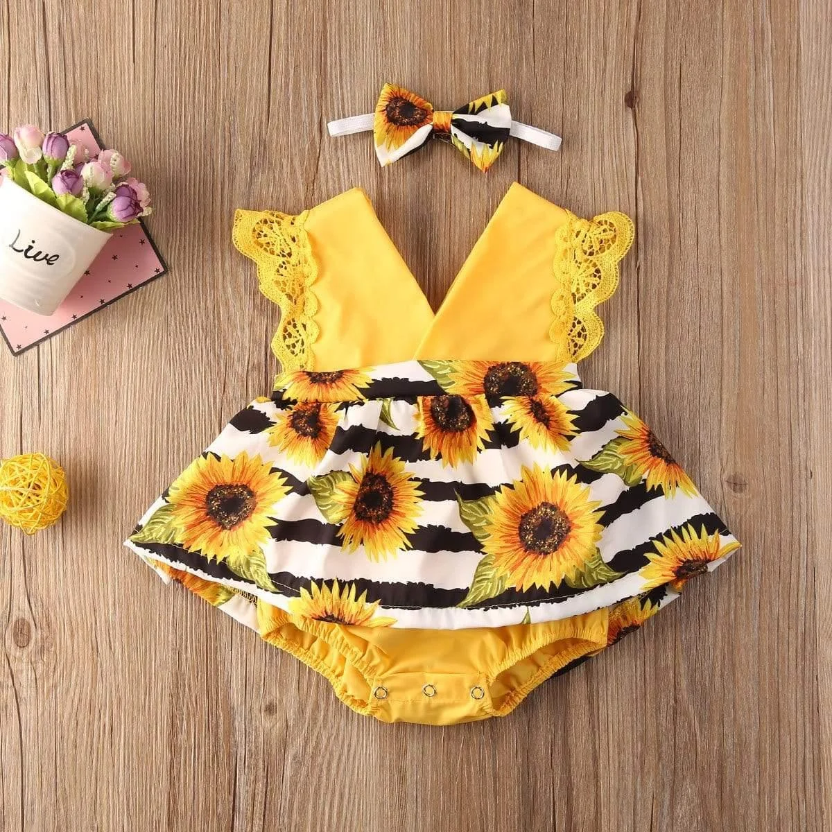 Sunflower Boho Baby Girl Outfit - Glova