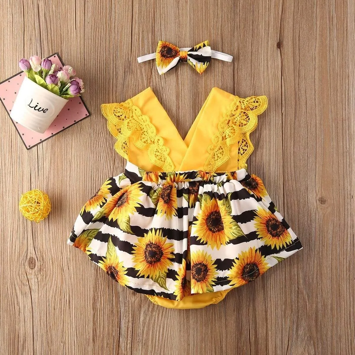 Sunflower Boho Baby Girl Outfit - Glova