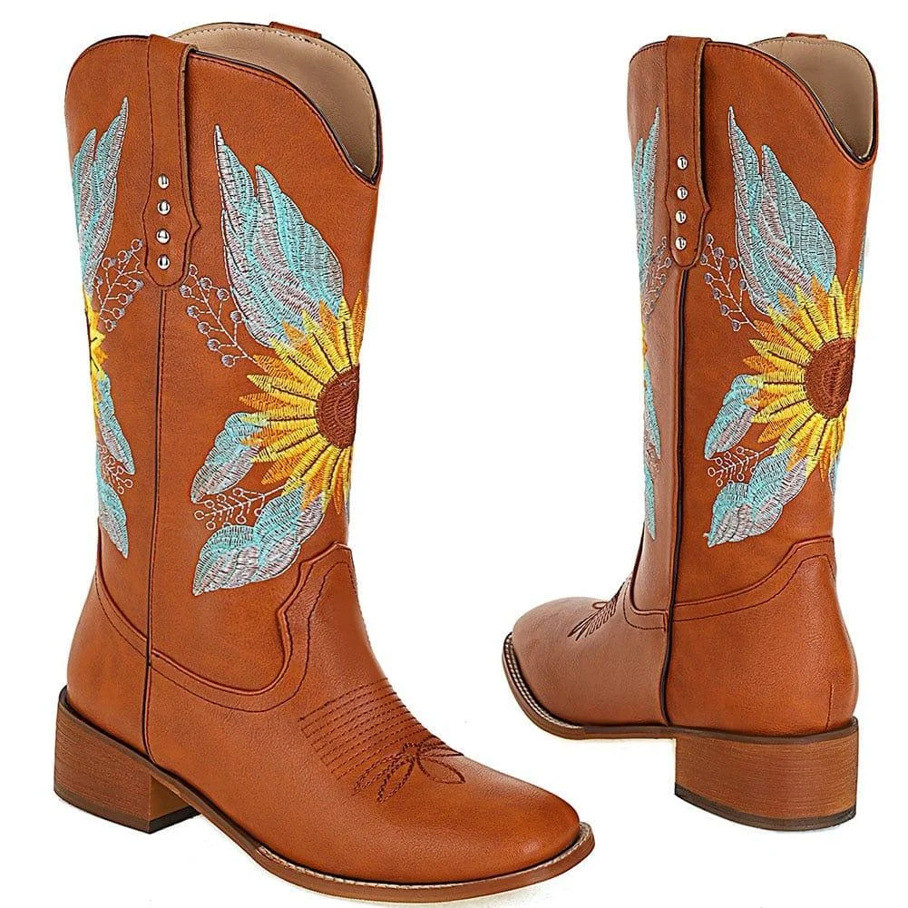 Sunflower Embroidered Boots - Glova