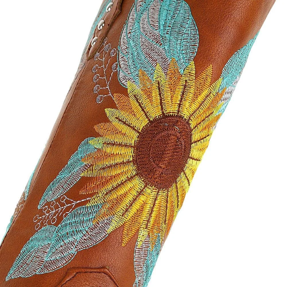 Sunflower Embroidered Boots - Glova