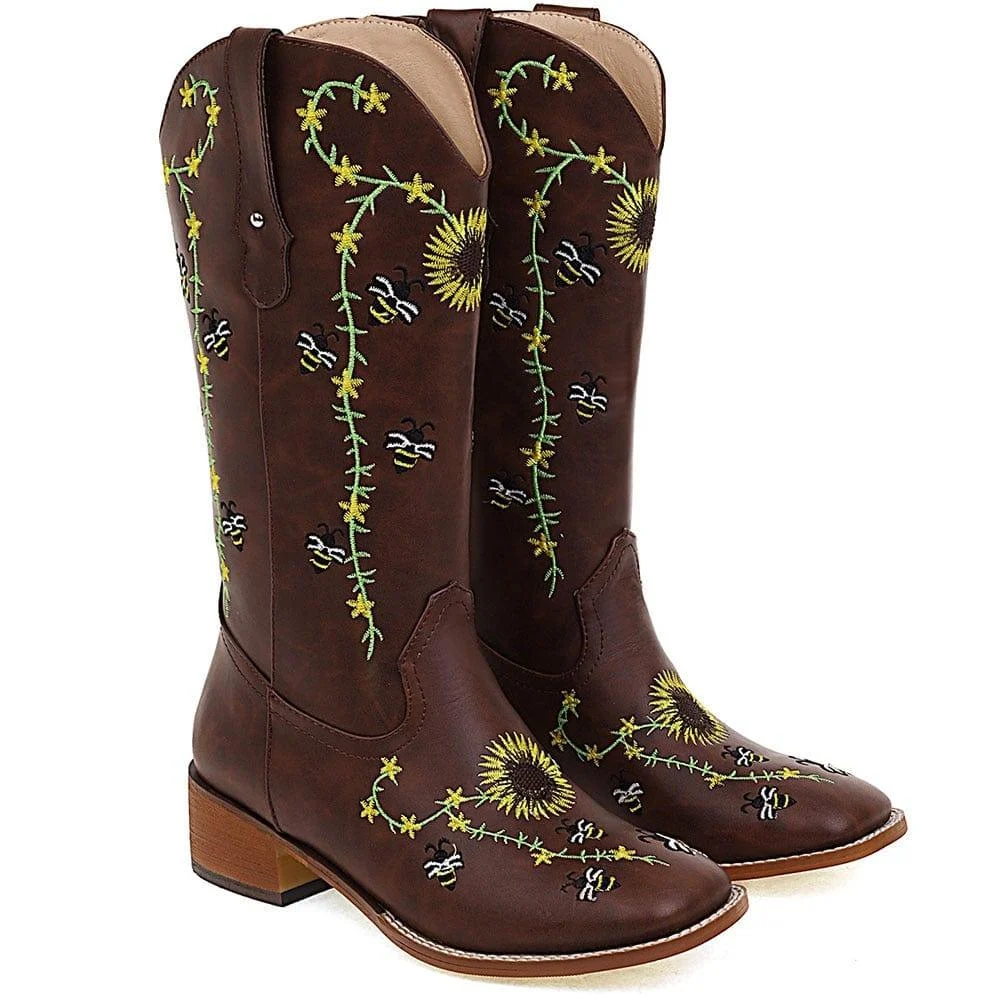 Sunflower Field Cowboy Boots - Glova