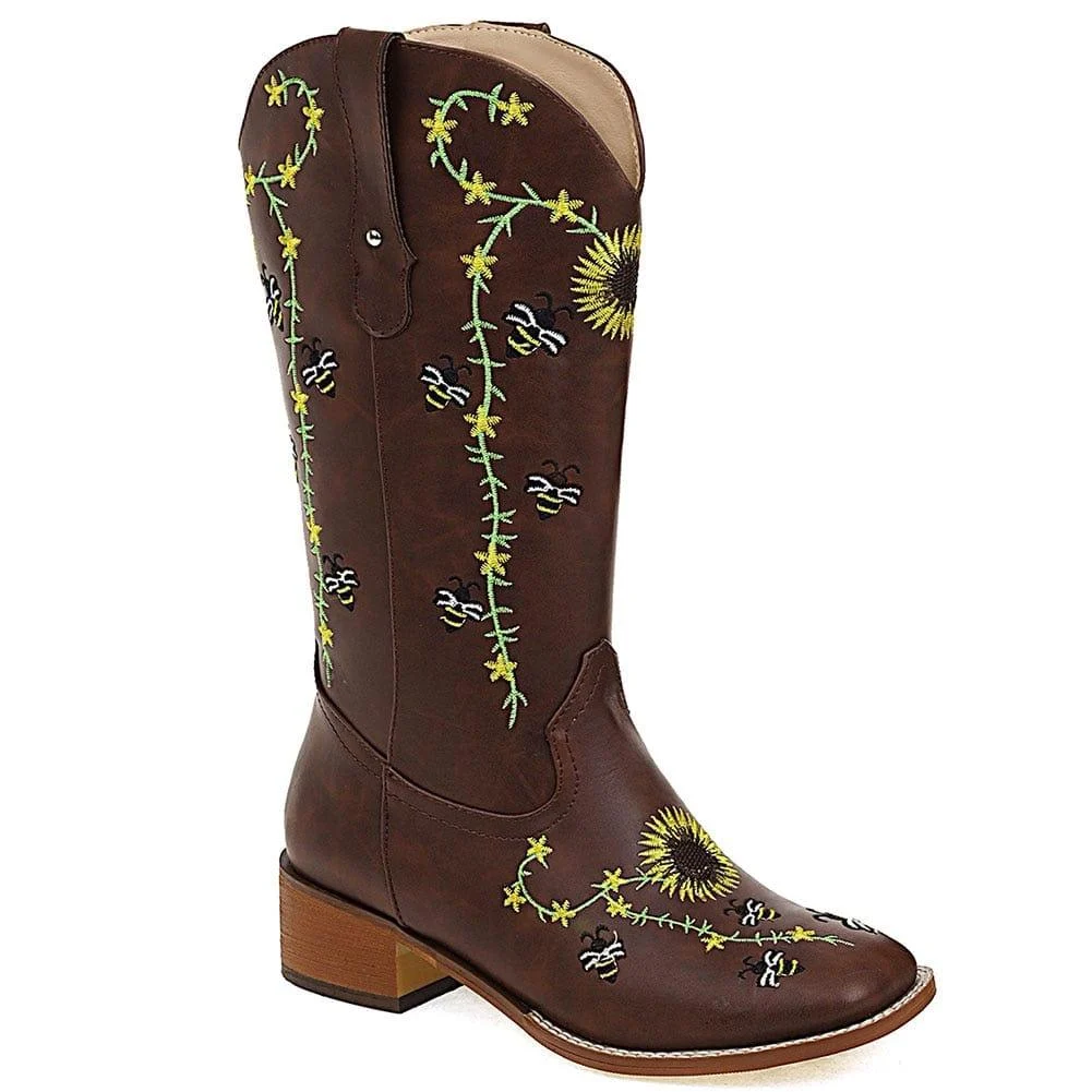 Sunflower Field Cowboy Boots - Glova