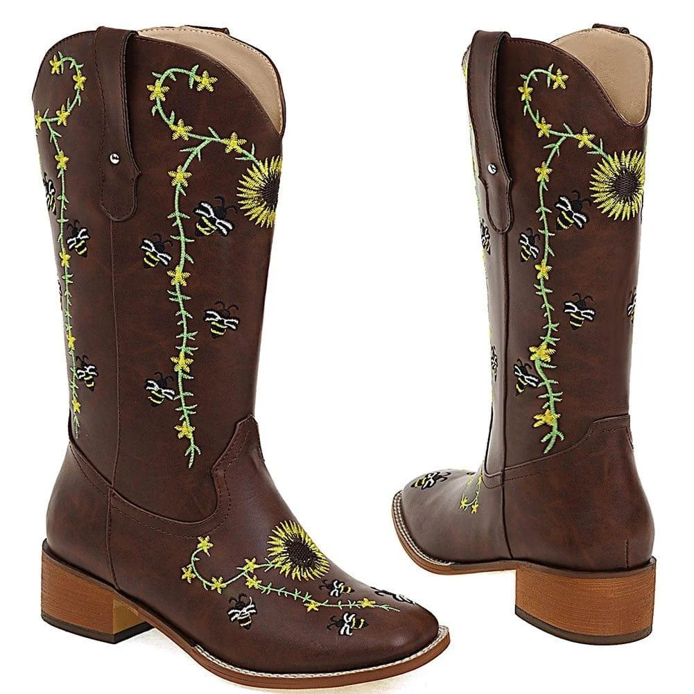 Sunflower Field Cowboy Boots - Glova