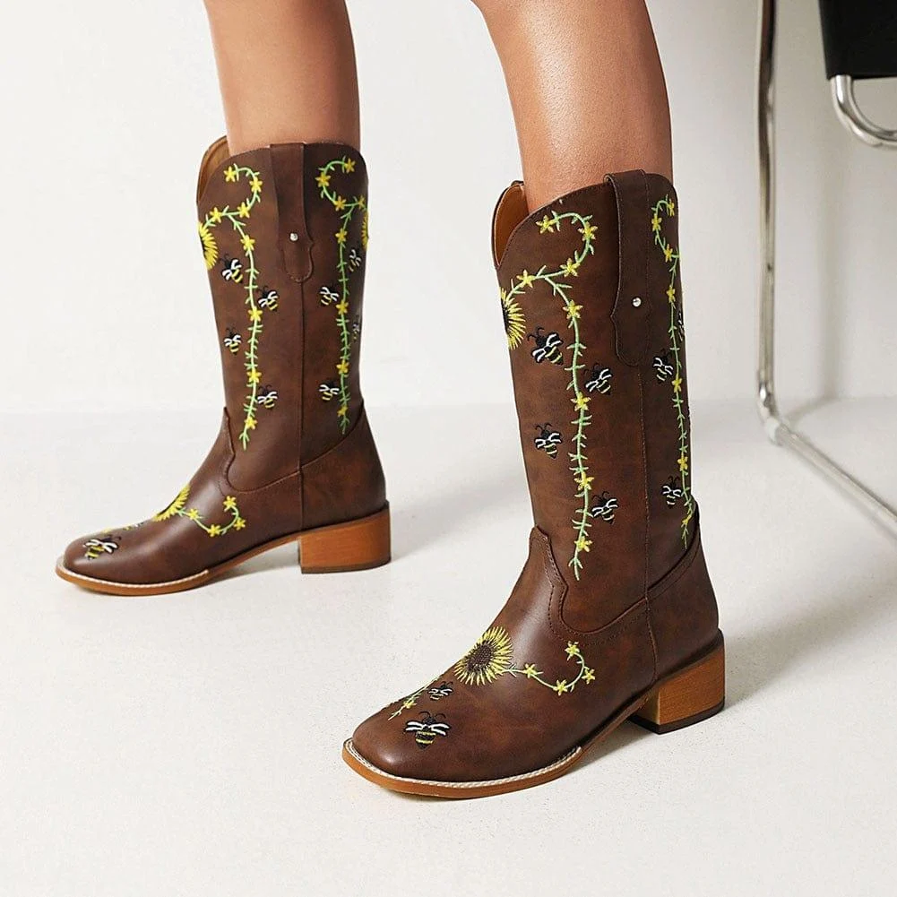 Sunflower Field Cowboy Boots - Glova