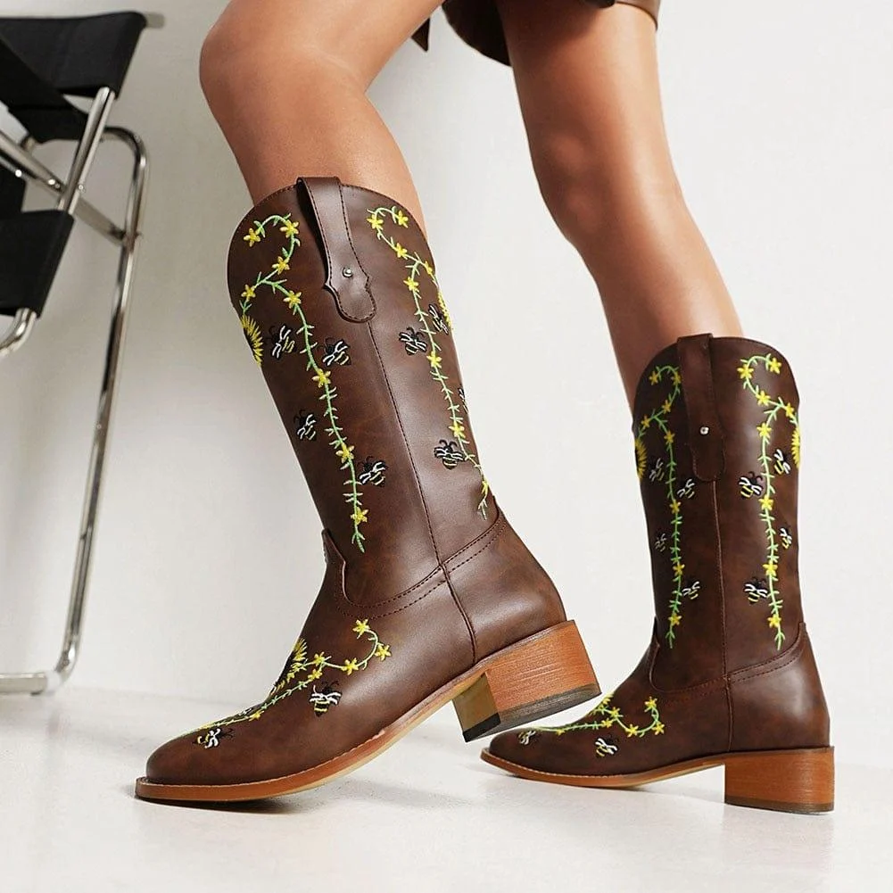 Sunflower Field Cowboy Boots - Glova