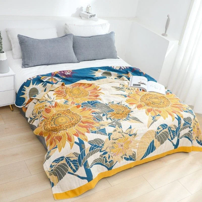 Sunflower Field Throw Blanket - Glova