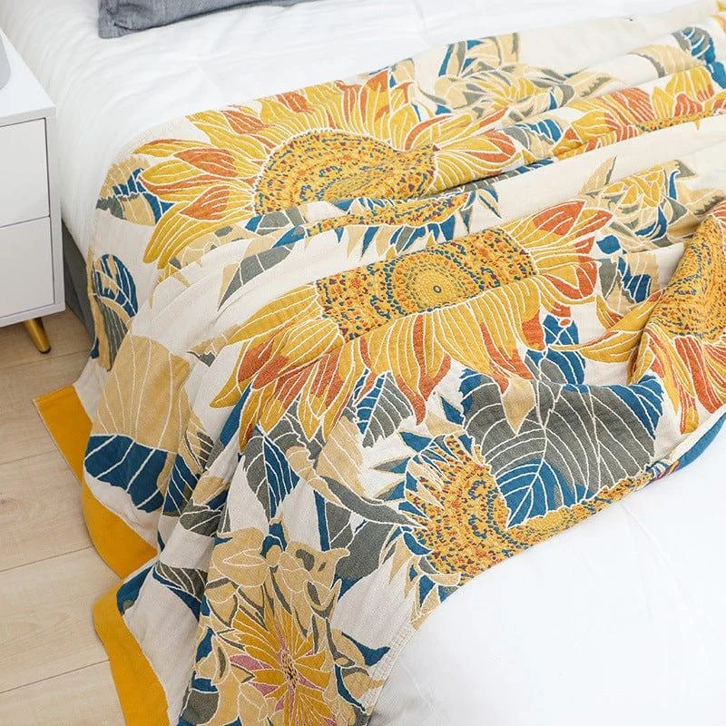 Sunflower Field Throw Blanket - Glova