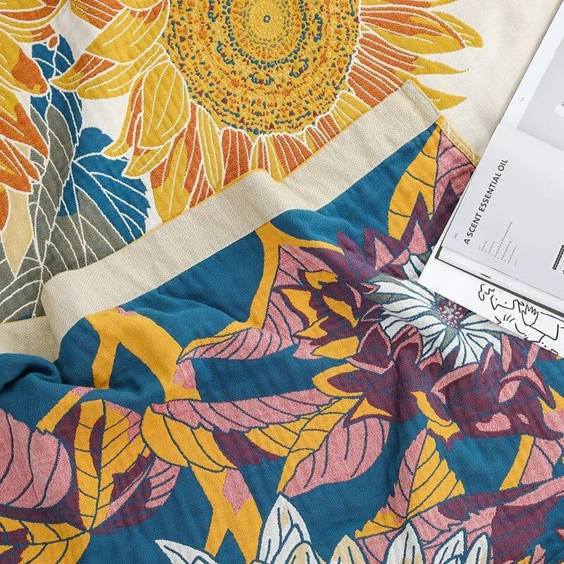 Sunflower Field Throw Blanket - Glova