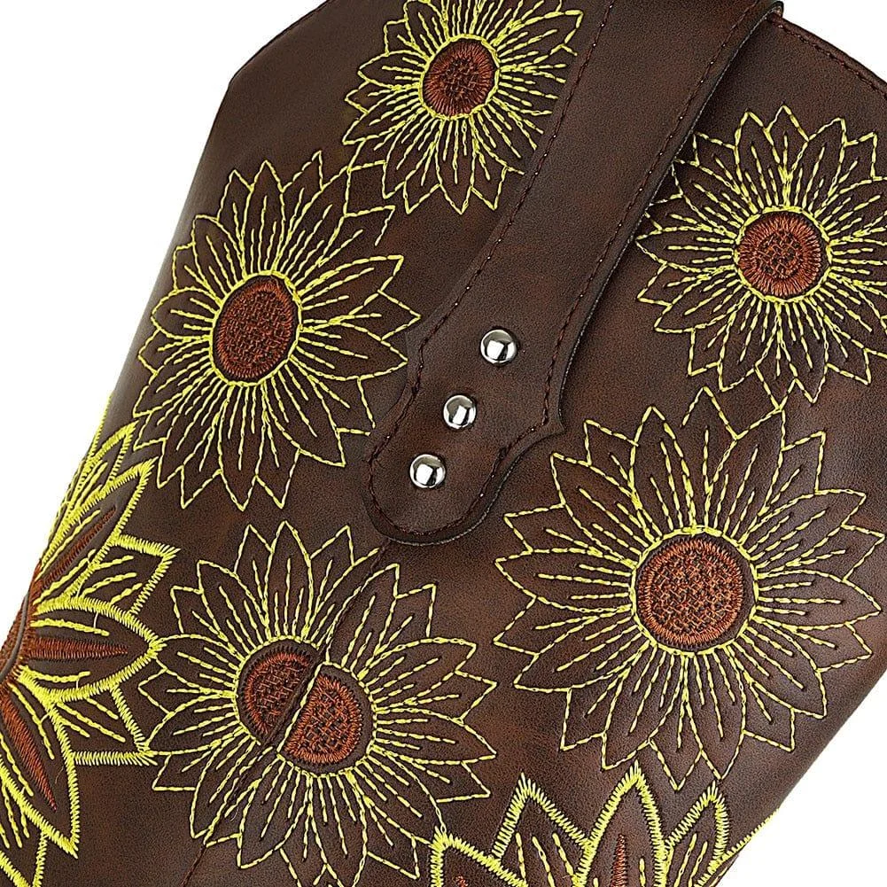 Sunflower Garden Embroidered Western Boots - Glova