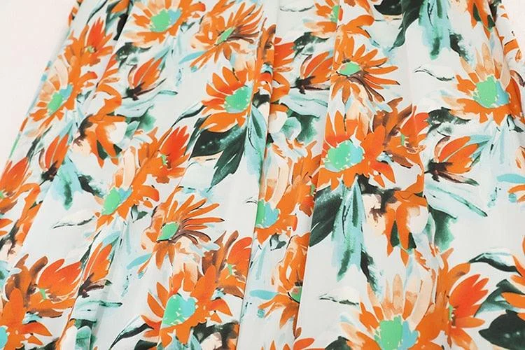 Sunflower Prints Maxi Flare Skirts - Glova