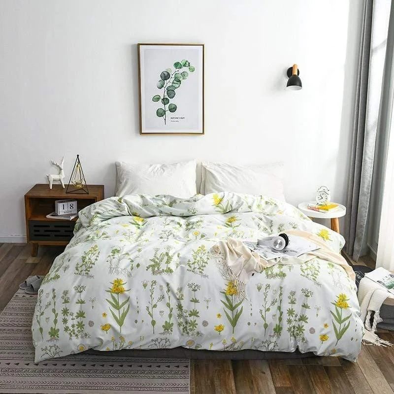 Super Soft Floral Pattern Duvet Cover Set - Glova