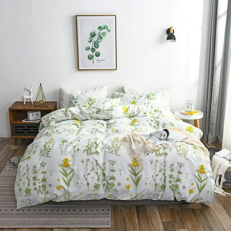 Super Soft Floral Pattern Duvet Cover Set - Glova