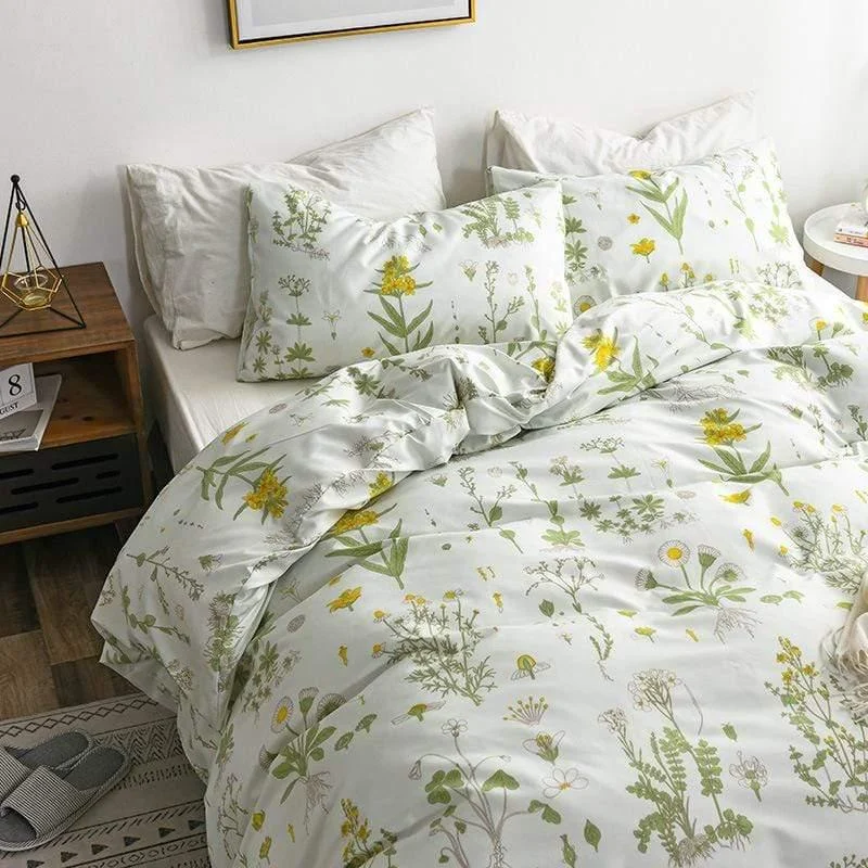 Super Soft Floral Pattern Duvet Cover Set - Glova