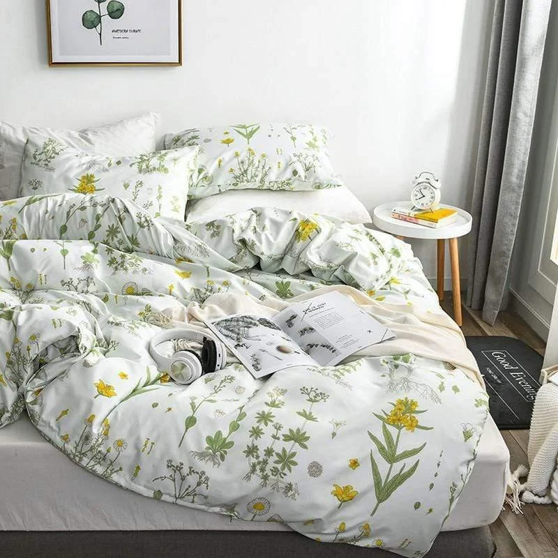 Super Soft Floral Pattern Duvet Cover Set - Glova