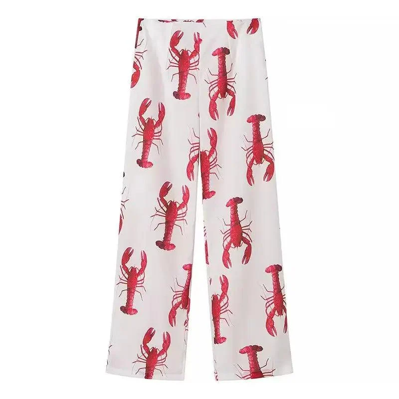 Susie Lobster Prints Blouse & Pants - Glova