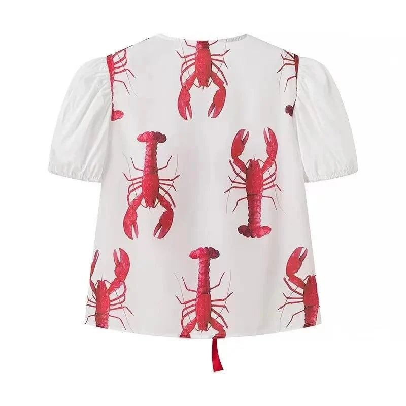 Susie Lobster Prints Blouse & Pants - Glova