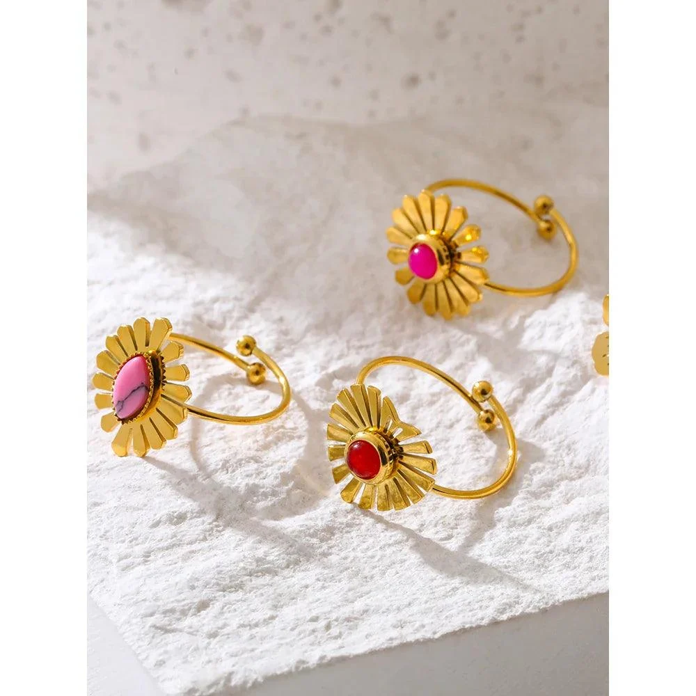 Sweet Metal Flower Cocktail Rings - Glova