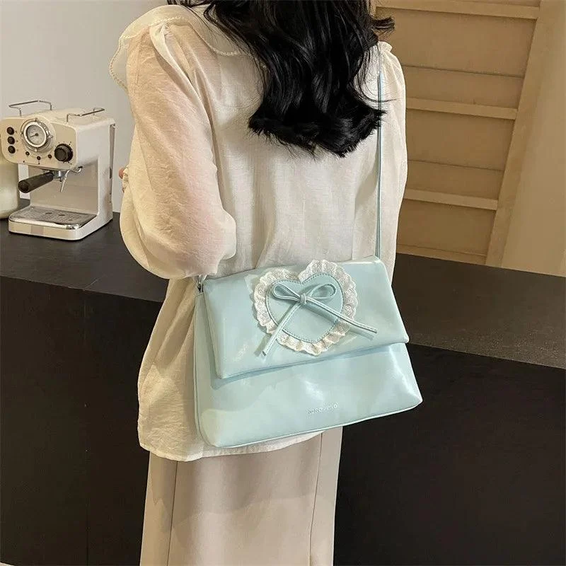 Sweet Shoulder Bag for Women Love Heart Large Capacity Handbag - Glova