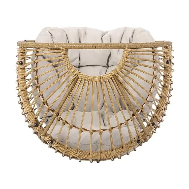 Swivel Egg Rattan Outdoor Chair with Cushion - Glova